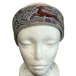 Vintage Turtle Fur Beige Fleece Horse Deer Tapestry Ski Headband Ear Warmer￼